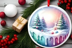 Colorfull Winter Scene with Sleigh PNG Product Image 2