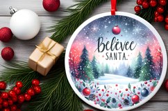 a simple vibrant winter scene believe in santa ornament Product Image 2