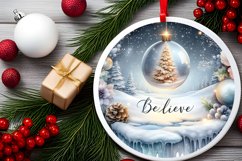 3D Round Melting Winter Scene with Very Large Text Believe Product Image 2
