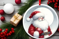 Santa Watercolor Ornament Sublimation PNG Product Image 2