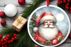 Santa Watercolor Ornament Sublimation PNG Product Image 1