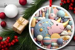 Round Christmas Ornament Sublimation|Clipart Product Image 2