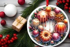 Round Christmass Ornament Sublimation|Clipart Product Image 2