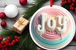 Pastel 3D Joy Round Sticker Ornament PNG Product Image 2