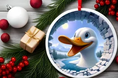 Duck in Icy Wall Round Ornament Sublimation PNG Product Image 1