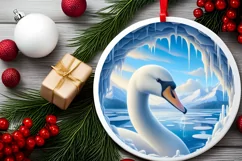 Melting Ice Wall Swan Digital Painting Sublimation PNG Product Image 2