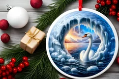 Melting Ice Wall Swan Smiling Round Ornament Christmas Product Image 2