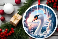 Swan Smiling Round Ornament Sublimation PNG Product Image 2