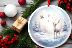 Pastell Winter Scene with Reindeer PNG Product Image 2