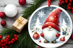 Gnome Christmas Ornament Sublimation PNG Product Image 2