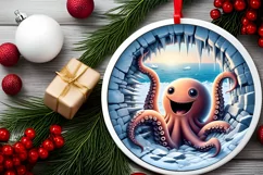 Icy Wall Octopus Painting Sublimation PNG Product Image 2