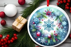 Snowflake Christmas Ornament Sublimation PNG Product Image 2