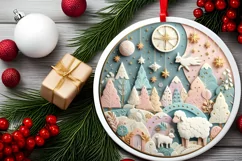 Round Christmas Ornament Sublimation|Clipart Product Image 2