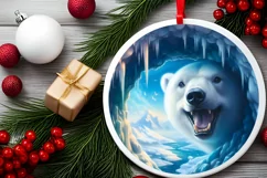 Polar Bear Smiling Round Ornament Sublimation PNG Product Image 2