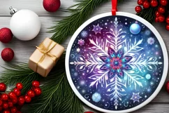 snow flake Round Ornament Sublimation PNG Product Image 2