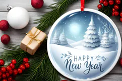 Round Christmass Ornament Sublimation|Clipart Product Image 2