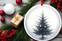 Watercolor Christmas Tree Ornament Sublimation PNG Product Image 2