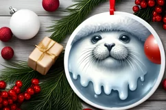 Melting Winter Scene Seal Round Ornament Sublimation PNG Product Image 2