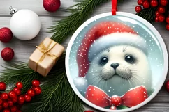 Melting Winter Scene Seal Round Ornament Sublimation PNG Product Image 2