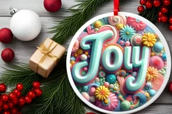 Pastel 3D Joy Round Sticker Ornament PNG Product Image 2