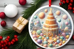 Pastel Christmas Candy Scene Sublimation PNG Product Image 2