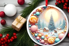 Pastel Christmas Candy Scene Sublimation PNG Product Image 1