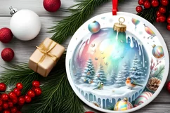 Round Christmas Ornament with Birds PNG Product Image 2