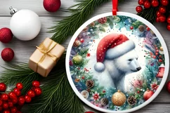 Polar Bear Round Ornament Sublimation PNG Product Image 1
