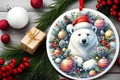Polar Bear Round Ornament Sublimation PNG Product Image 2