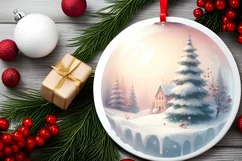 Round Christmas Ornament with Spain Winter Scene PNG Product Image 2