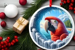 Parrot Smiling Round Ornament Sublimation PNG Product Image 2
