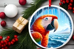 Parrot Smiling Round Ornament Sublimation PNG Product Image 2