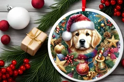 Dog Round Ornament Sublimation PNG Product Image 2