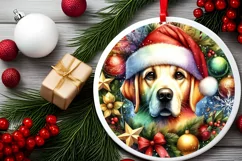 Dog Round Ornament Sublimation PNG Product Image 2