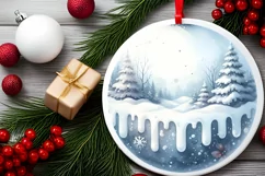 Believe Round Christmas Ornament Sublimation PNG Product Image 2