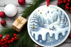 Believe Round Christmas Ornament Sublimation PNG Product Image 2