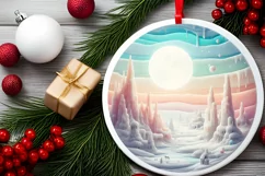 Detailed Christmas Candy Round Ornament Sublimation PNG Product Image 1