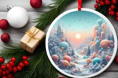 Detailed Christmas Candy Round Ornament Sublimation PNG Product Image 2
