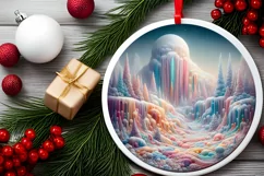 Detailed Christmas Candy Round Ornament Sublimation PNG Product Image 2