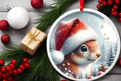 Melting Winter Scene Squirrel Round Ornament Sublimation PNG Product Image 2