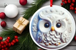 Owl Round Ornament Sublimation PNG Product Image 2