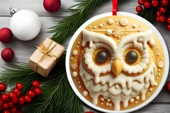 Owl Round Ornament Sublimation PNG Product Image 2
