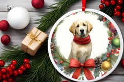 Christmas Dog Round Ornament Sublimation PNG Product Image 2
