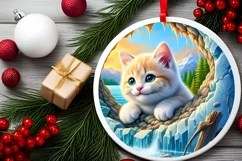 Kitten Smiling Round Ornament Sublimation PNG Product Image 2