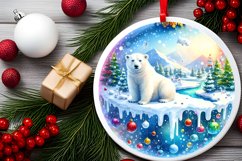 Round Christmas Ornament with Polar Bear PNG Product Image 2