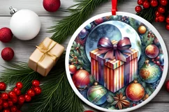Colorful Watercolor Christmas Gift Round Sticker Product Image 2