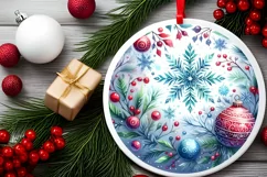Snowflake Winter Scene Ornament Sublimation PNG Product Image 2
