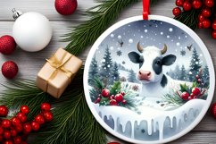 Round Christmas Ornament with Cow PNG Product Image 2