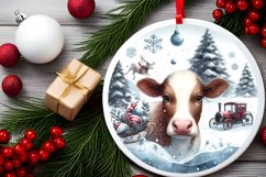 Round Christmas Ornament with Cow PNG Product Image 2