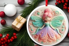 3D Martzipan Pastel Christmas Fairy Ornament Sublimation Product Image 2